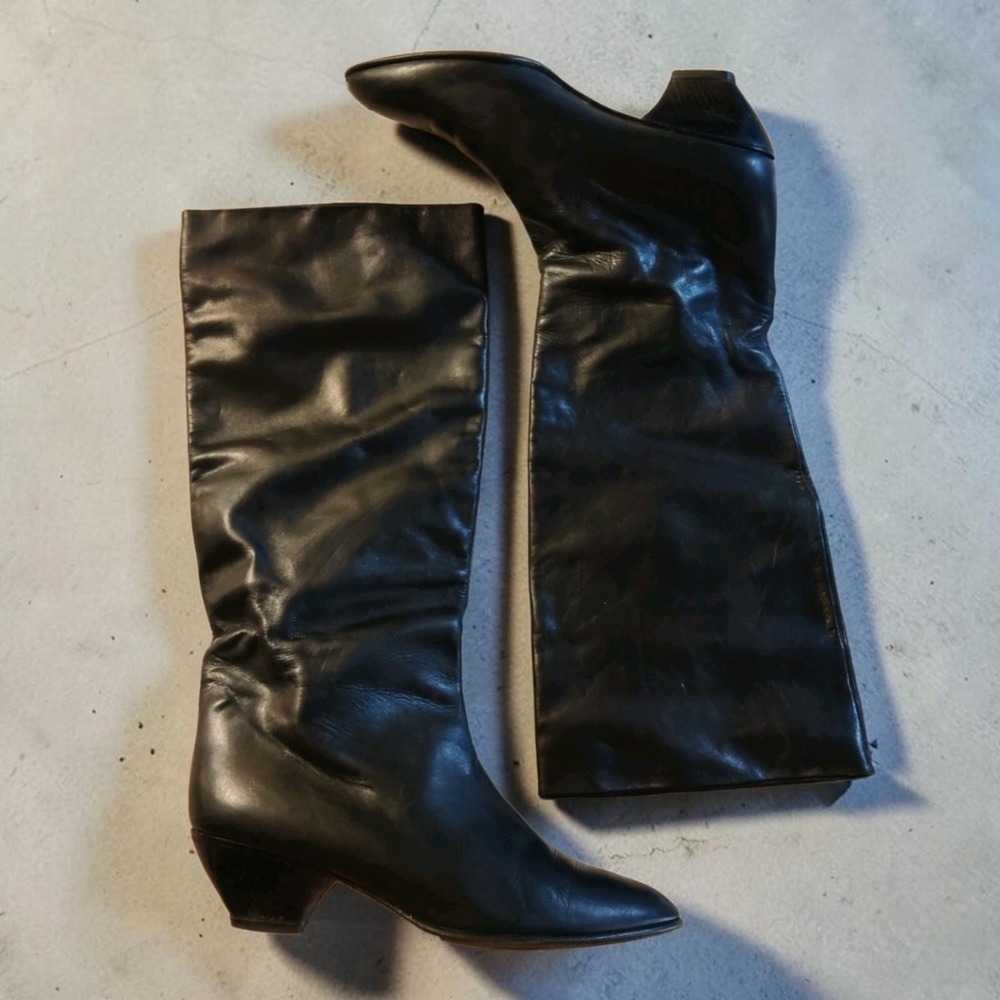 GALO Pumps Womens 38.5 US 7.5 Black Leather Heels Long Boots Hand Made In Italy